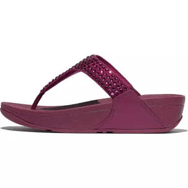 Open Box (Damaged package): FITFLOP Lulu Maxi-Crystal Toe-Post Sandals, Color: Ruby, Size: 9 (B1B-288-070)