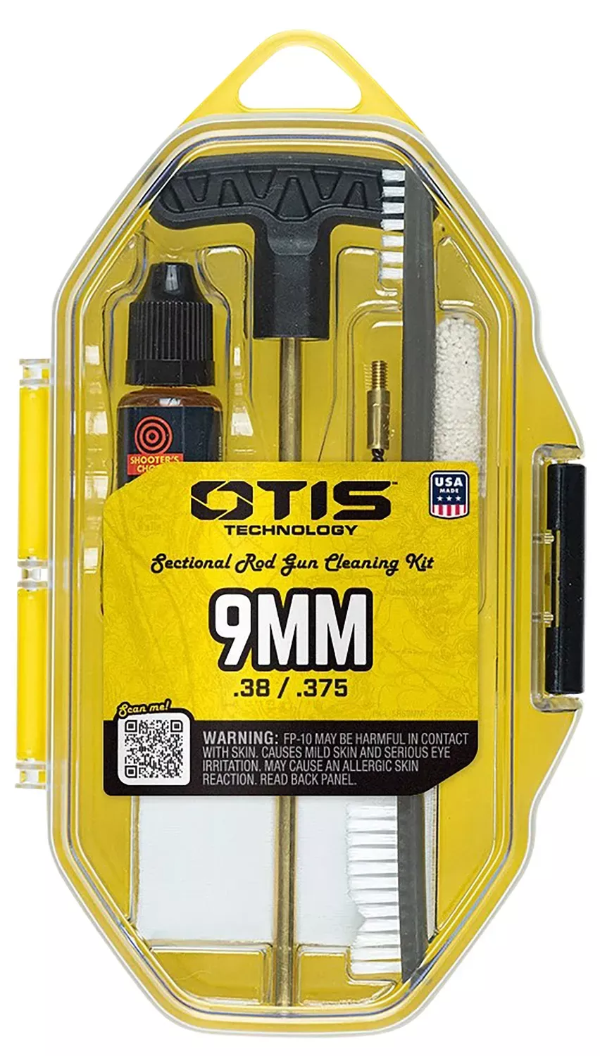 Otis 9mm Cleaning Kit For Pistol 9mm/.375/.38 Cal Yellow Plastic Box Case