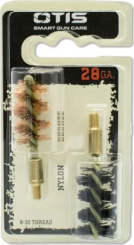 Otis Bore Brush .28 Ga 2-pack – 1-nylon 1-bronze 8-32mm Thread