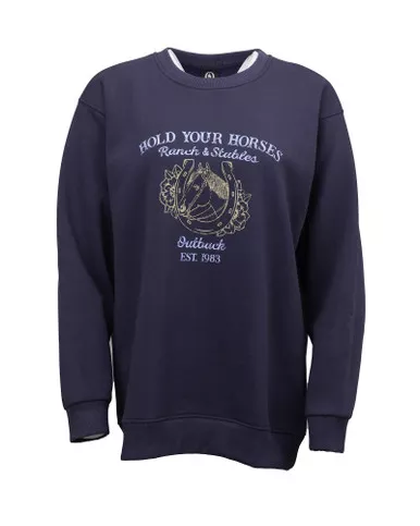 OUTBACK TRADING Unisex Hold Your Horses Navy Sweatshirt (40337-MDN)