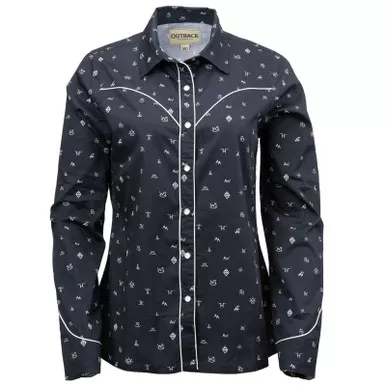 OUTBACK TRADING Womens Cattle Brand Shirt (40308)