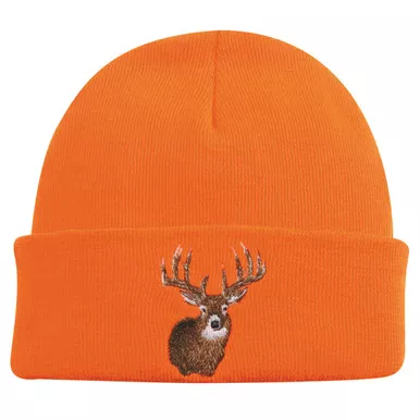 Outdoor Cap KW03DH Knit Watch Cap with Deer, Blaze Orange
