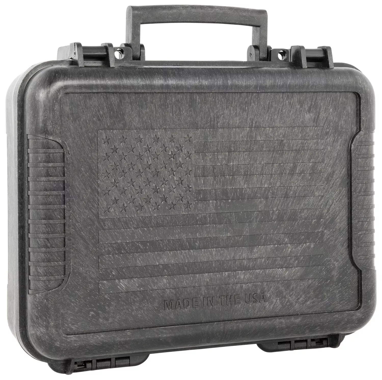 Outdoor Connection Molded Pistol Case w/US Flag Imprint 11" Long Polypropylene w/Egg Crate Foam Lockable Black 10017