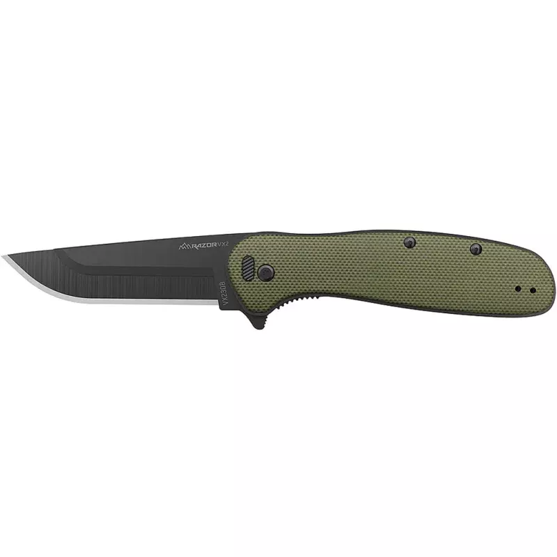 Outdoor Edge Razor Vx2 Green/Black Folding Knife with 3 Blades and Reversible Pocket Clip