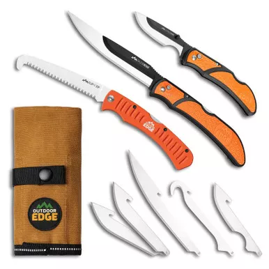 Outdoor Edge RGP-1 RazorGuide Pak™ Compact Hunting Kit with Waxed Canvas Roll Pack