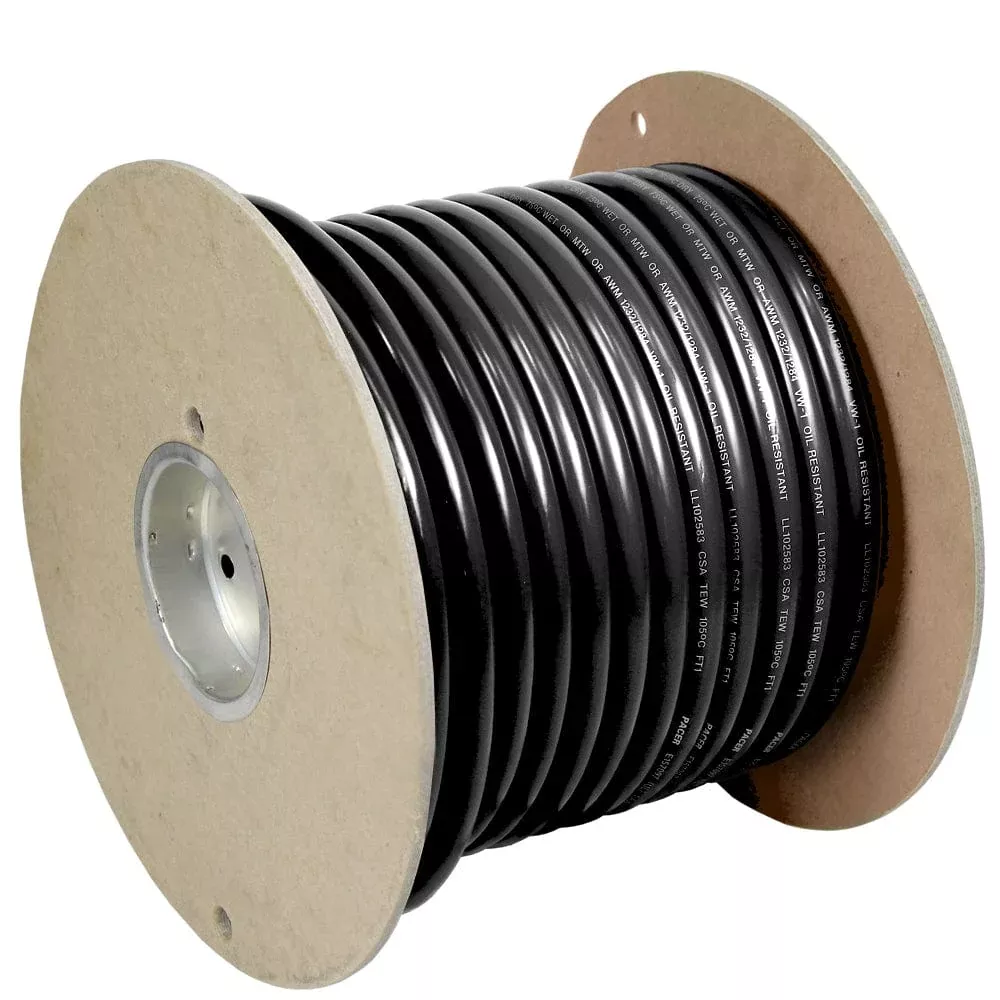 Pacer Black 1 AWG Battery Cable – 100′