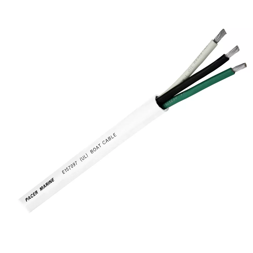 Pacer Round 3 Conductor Cable – 500′ – 10/3 AWG – Black, Green & White