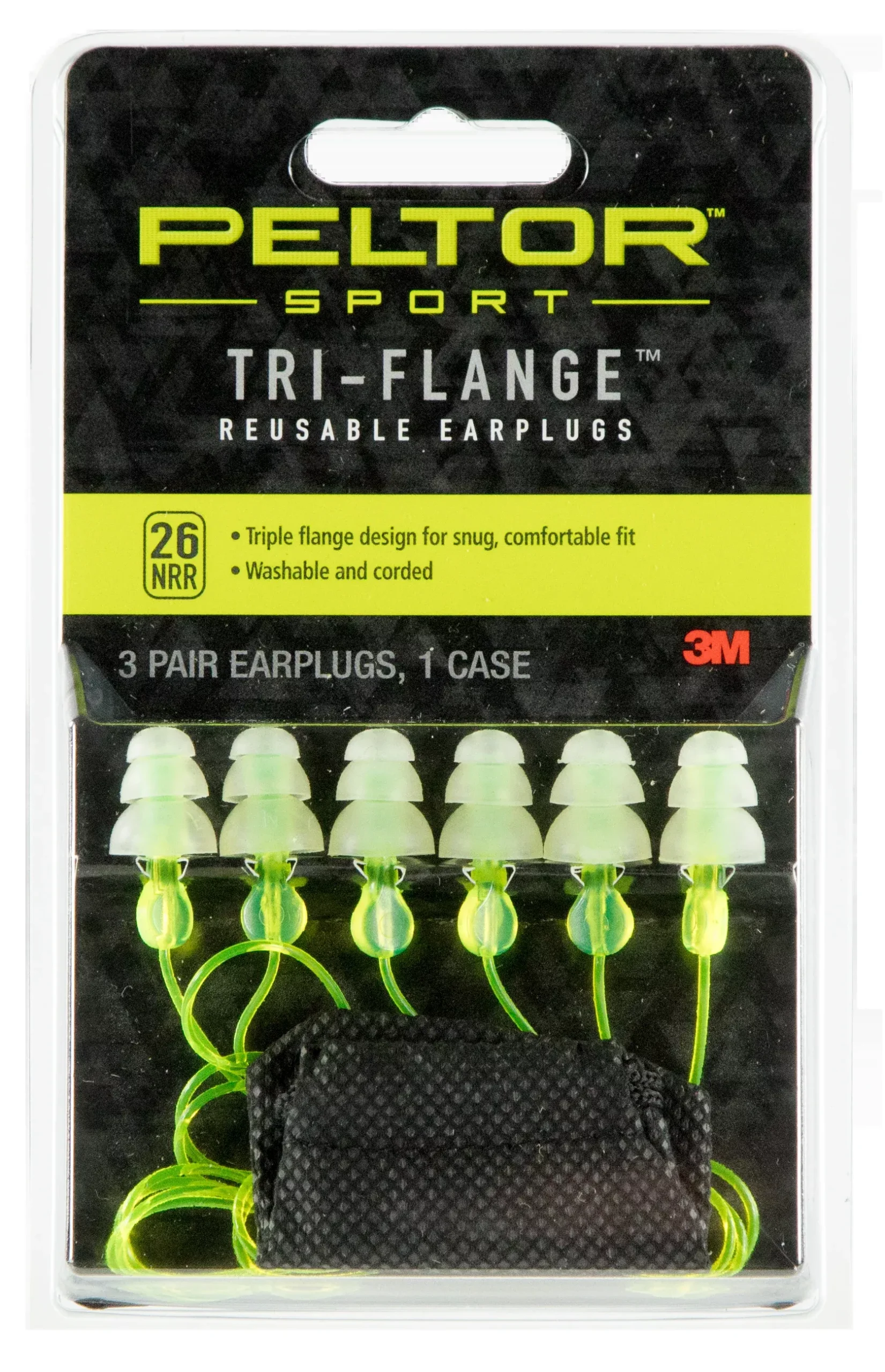 Peltor Reuse Tri-flange Earplugs 3pk