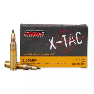 PMC X-Tac Rifle Ammunition 5.56mm 62GR Green Tip 20 Rounds