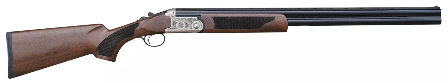 Pointer Acrius12 Gauge with 28" Black O/U Barrel, 3" Chamber, 2rd Capacity, Nickel Engraved Metal Finish & Turkish Walnut Stock Right Hand (Full Size) Includes 5 Chokes