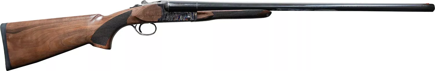 Pointer Side By Side 12 Gauge 3″ 2rd 28″ Blued Barrel, Color Case Hardened Rec, Fixed Walnut Stock