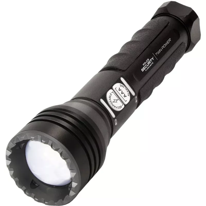 Police Security Long Throw Twin Power Flashlight 450 Lumens with 1/4 Mile Beam Range