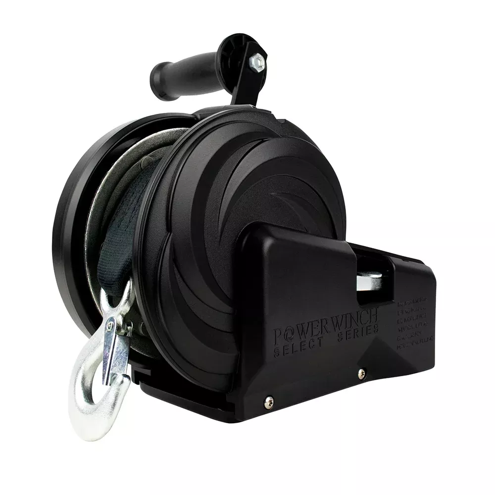Powerwinch Select Series Winch 2,000lb, 2 Speed, 8" Crank Arm - Carbon Black - 21400-W-2000-8-B-R