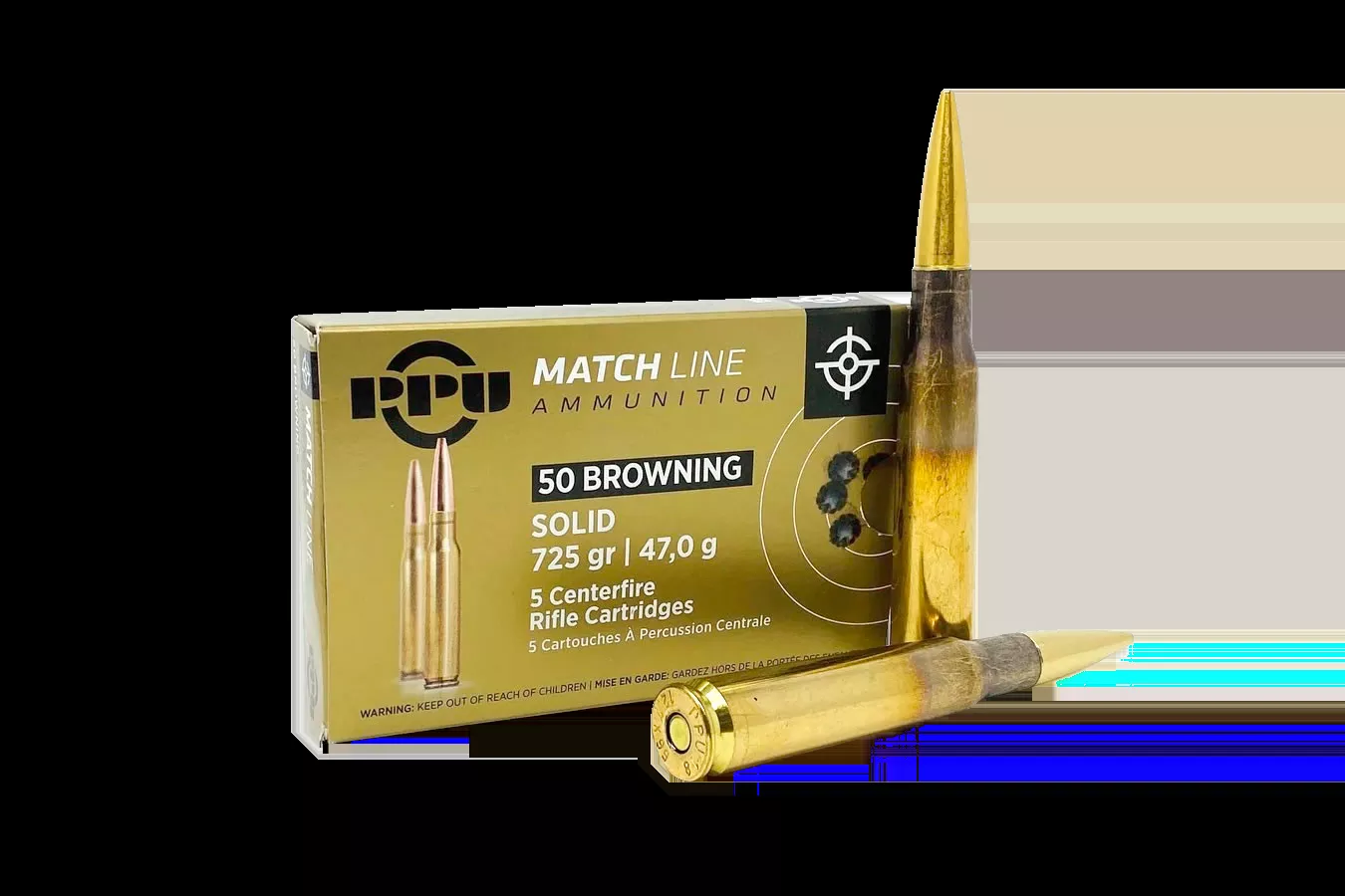 PPU Match 50 BMG 725gr FMJ 5rd Box