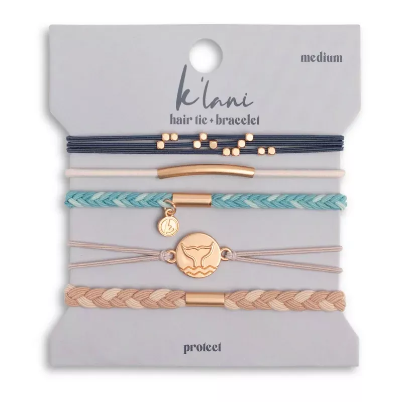 Protect Beachy Blues & Sands with Whale Charm Hair Tie Bracelets
