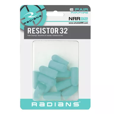 Radians FP70ABP6 Resistor32 Foam Earplugs, Blue, 6 Pair