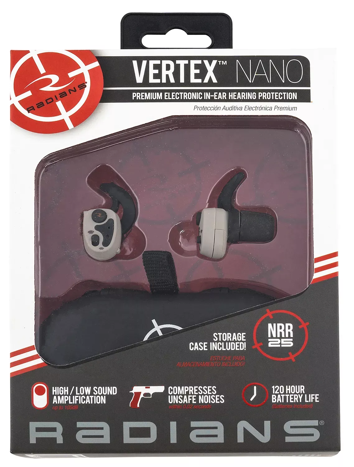 RadiansVertex Nano Wireless Electronic Earbuds 25 dB In The Ear