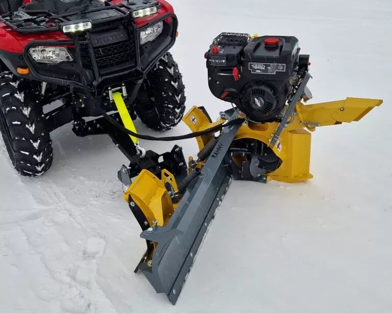 Rammy Thrower Plow ATV (Plow + Snow Thrower Combo) | Working Width 46″ | Snow Throwing Distance 49′ | Tank Volume 3.0L | Horsepower 9.5 HP | For ATVs