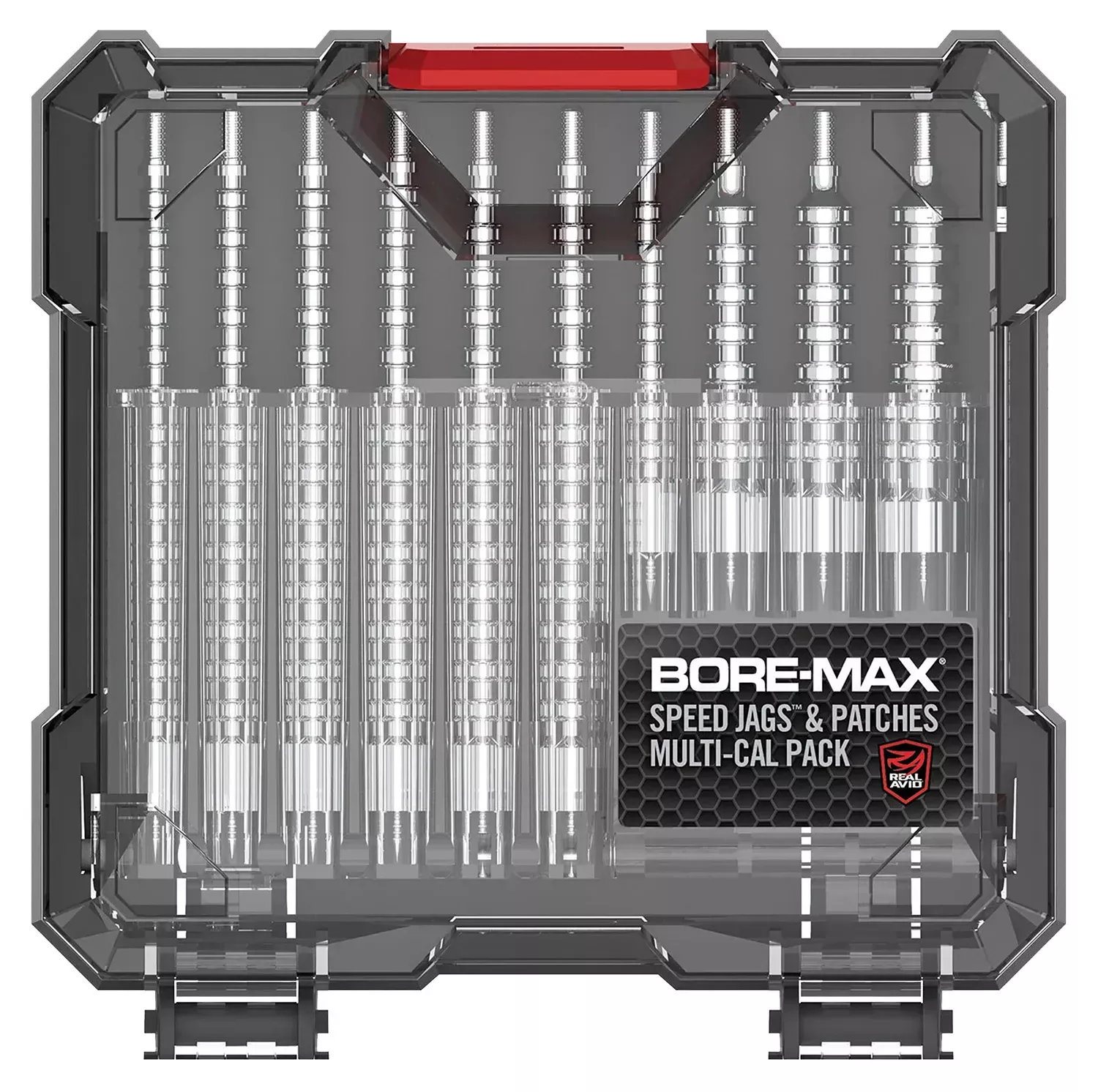 Real Avid Bore-Max Jag & Patch Set Multi-Caliber Nickel-Plated, 10 Jags, 500 Patches (3 Different Sizes)