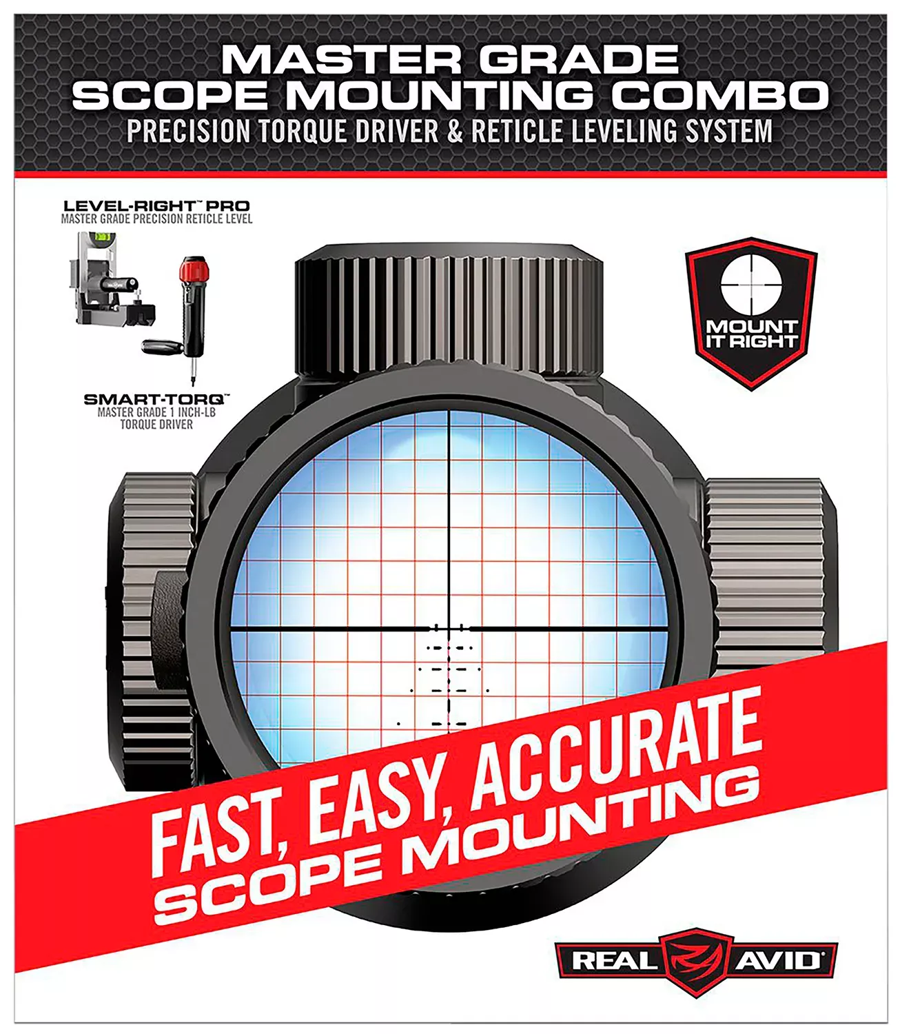 Real Avid Master Grade Scope Mounting Combo Includes Torque Driver and Reticle Leveling System