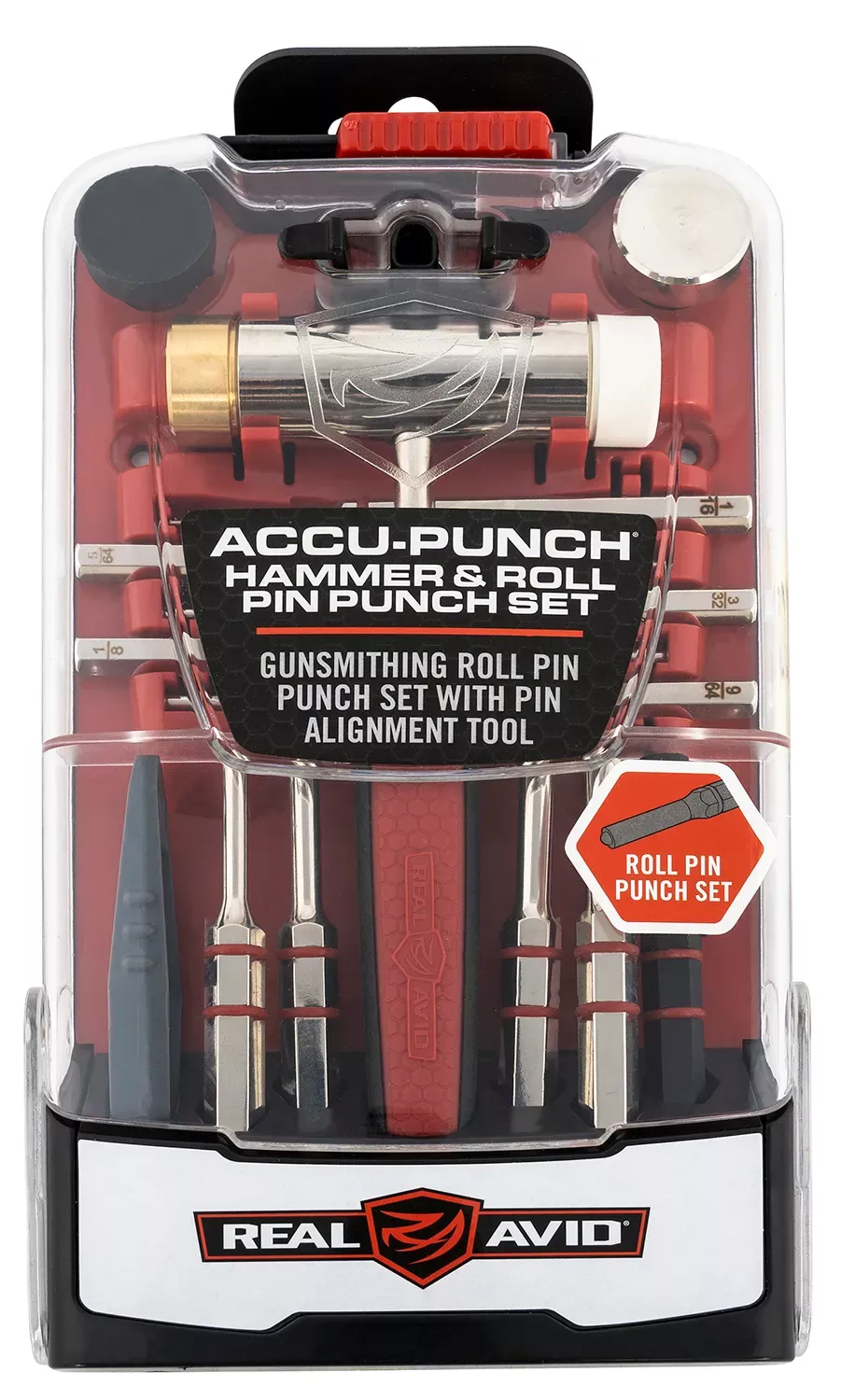 Real AvidAccu-Punch Hammer & Roll Pin Punch Set Black/Red Steel Rubber Handle