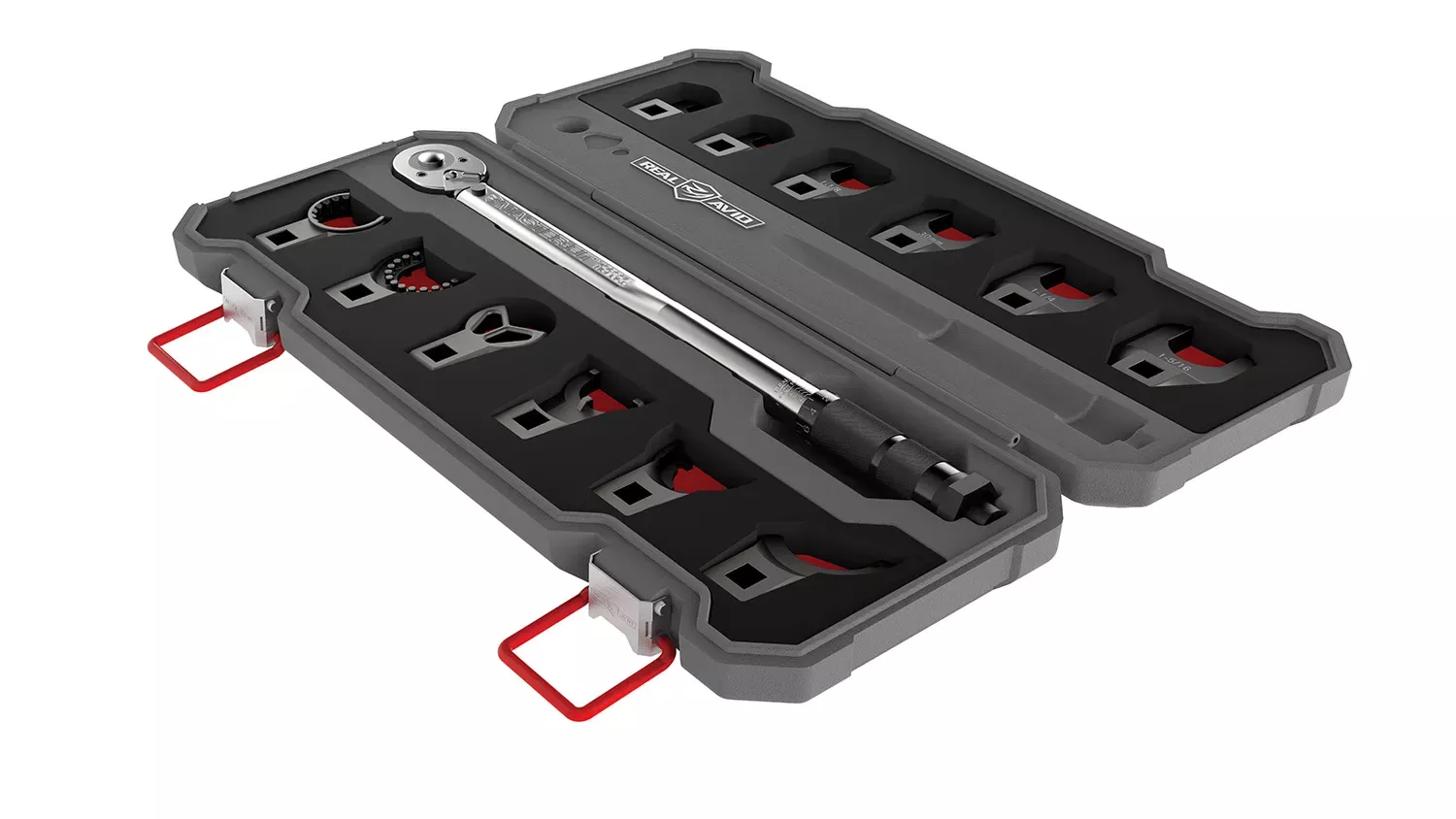 Real AvidMaster -Fit 13 Piece Crowfoot Wrench Set Gray/Red AR-Platform Heavy Duty Torque Wrench Handle 13 Pieces