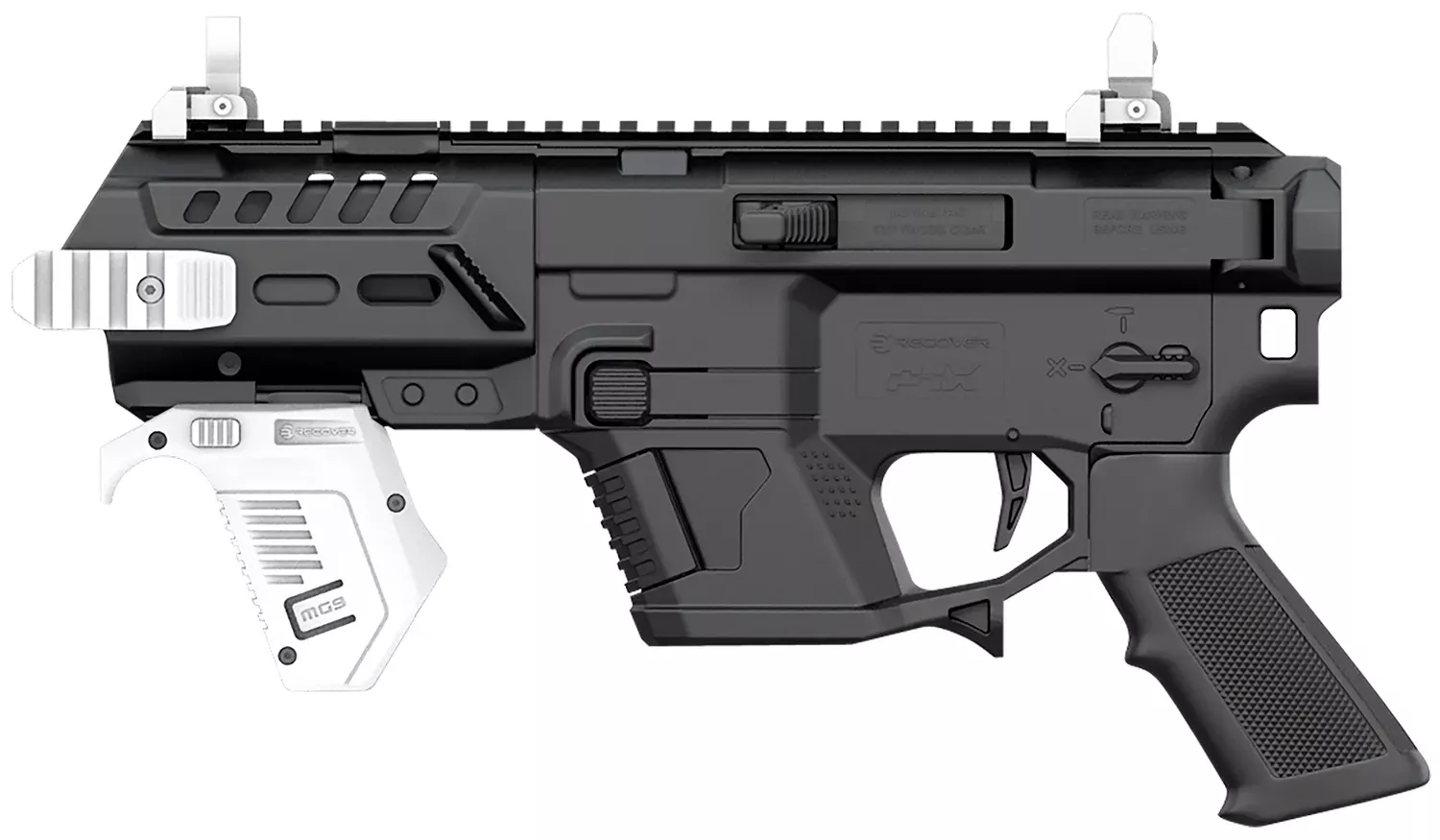 Recover Tactical AR Platform Conversion Kit (Without Brace) Black Polymer with Picatinny Mounts for Glock