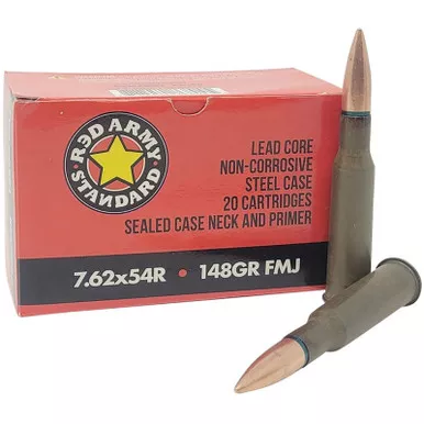 Red Army Standard 7.62X54R 148 GrainFmjSteel Case 20 Rounds