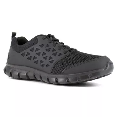 REEBOK Men's Sublite Cushion Soft Toe Black Athletic Work Shoes (RB4035)