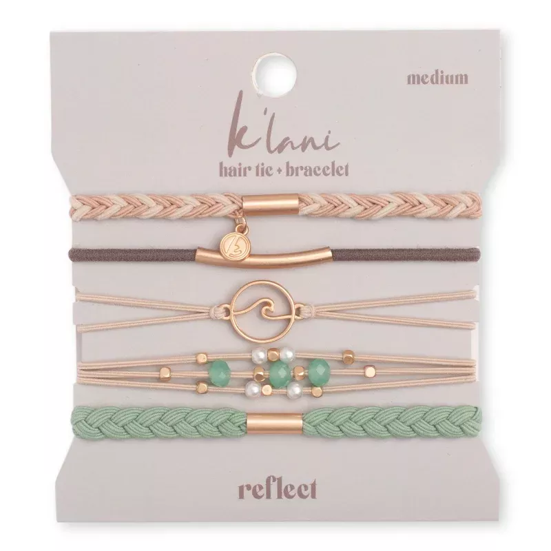 Reflect Gold Wave with Beachy Neutrals Hair Tie Bracelets