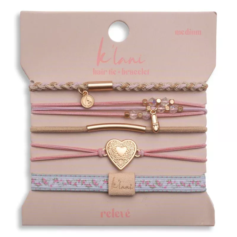 Relev Pink Floral with Ballet Slipper Hair Tie Bracelets