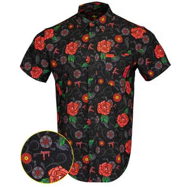 RETRO RIFLE Fiesta Red Button Up Short Sleeve Shirt (82297283)
