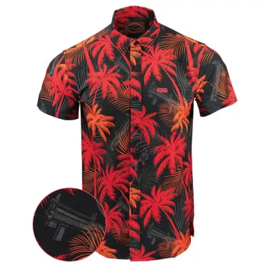 RETRO RIFLE High Crown Black/Red Button Down Shirt, X-Large (50069103176910)