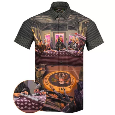 RETRO RIFLE Men's Feasting Fathers Button Down SS Shirt (19588741)