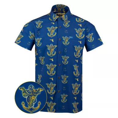 RETRO RIFLE Men's Glocktopus Blue/Yellow Button Down Shirt (79615371)