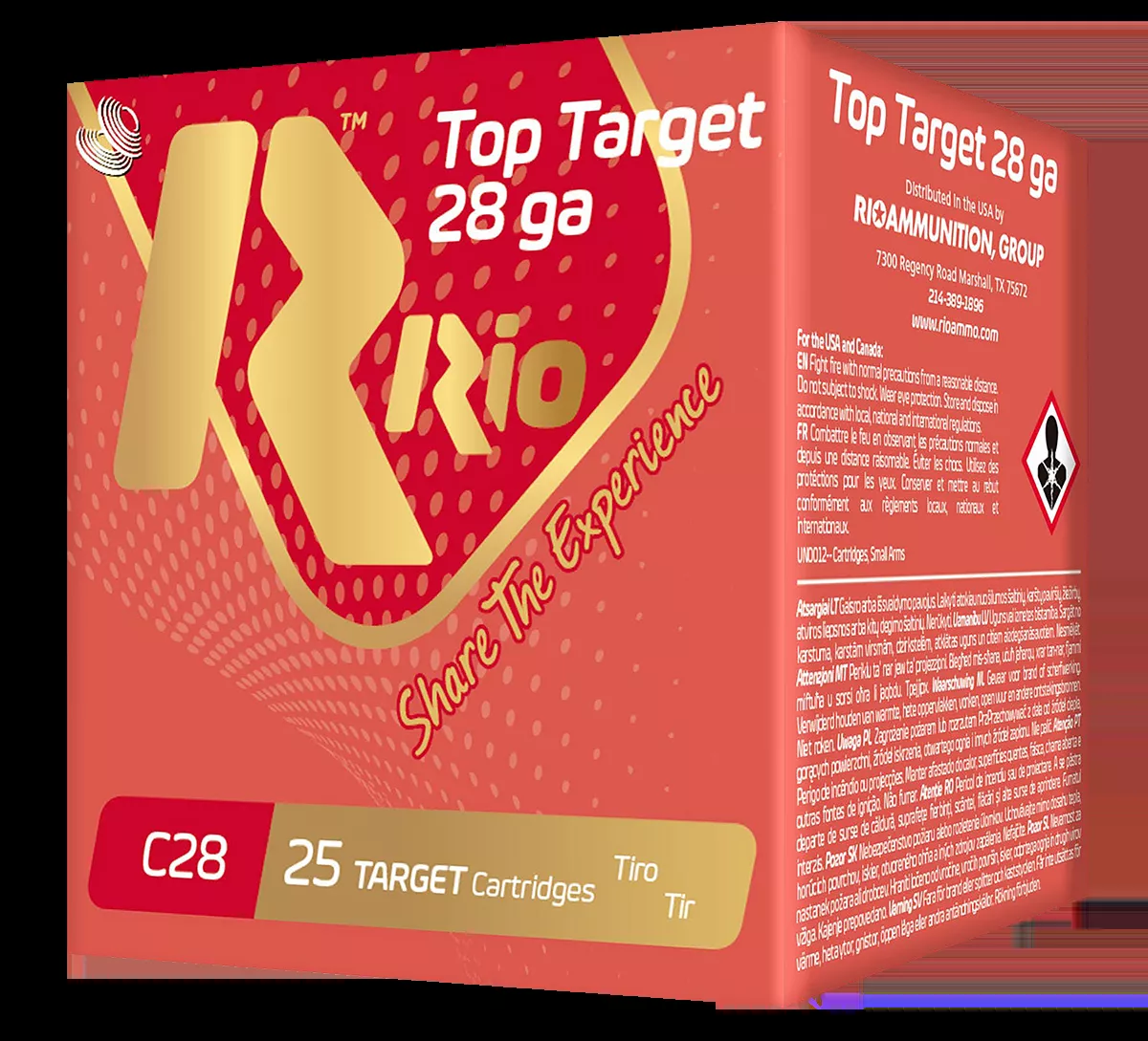 Rio Ammunition Top Target 28 Ga 2.75" 3/4 oz #8 Shot 25 Shells Per Box