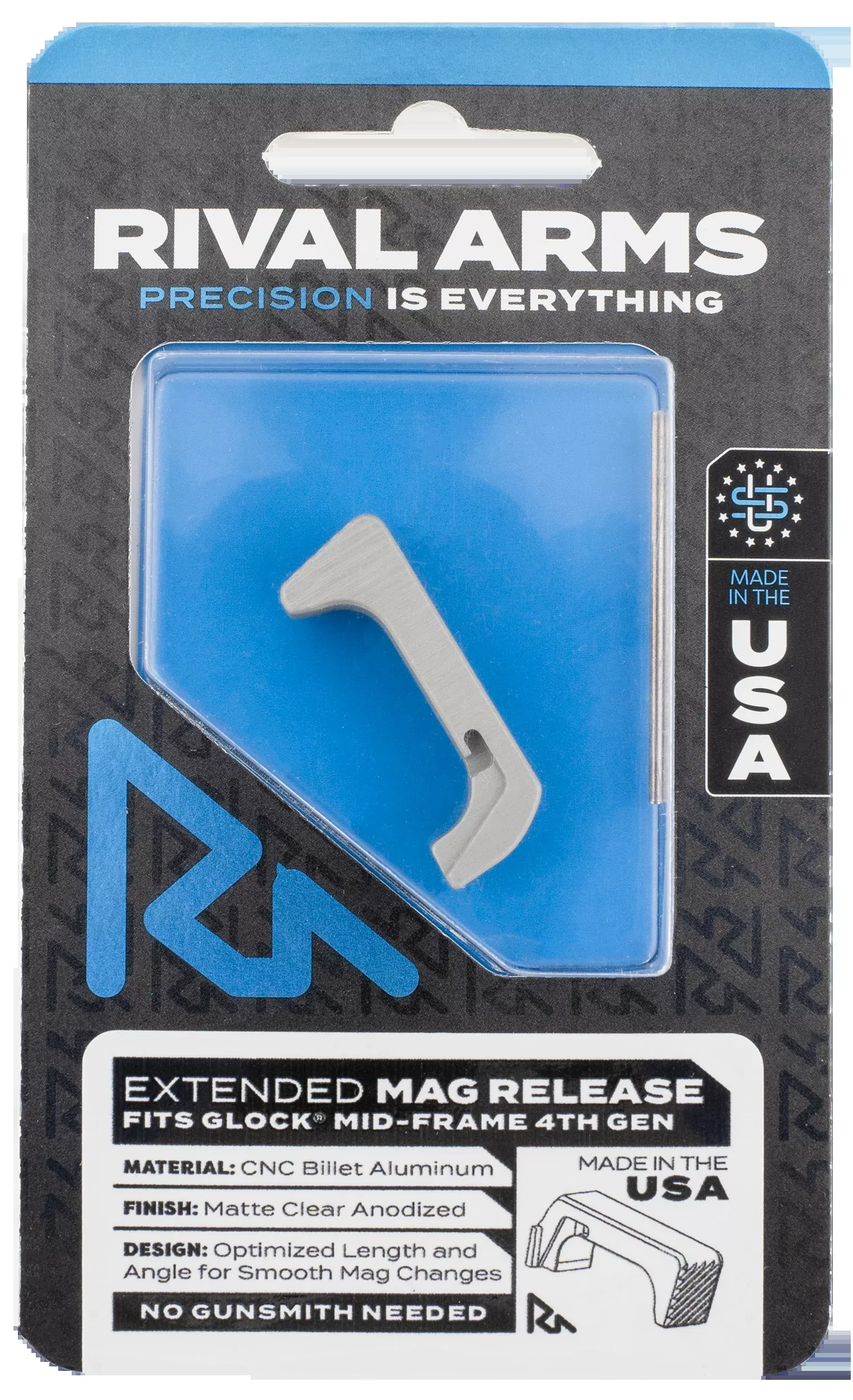 Rival Arms Magazine Release, Rival Ra72g002dMag Release Ext Glock Gen4 Stl