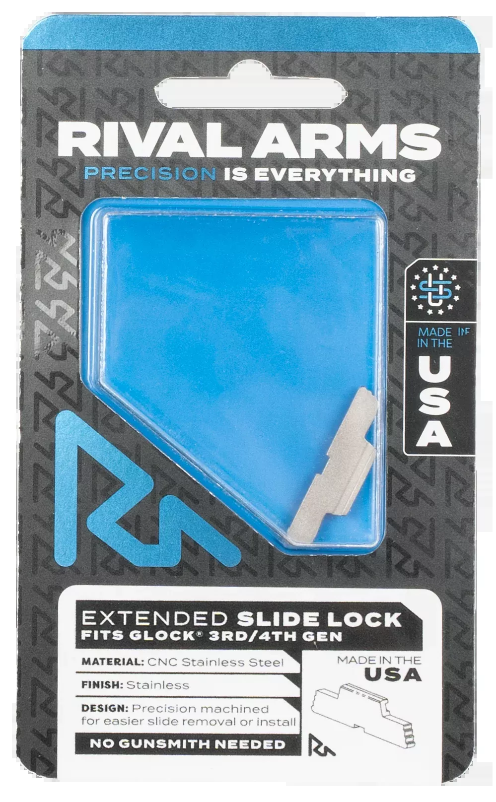 Rival Arms Slide Lock, Rival Ra80g001d Slide Lck Ext Glock Gen3/4 Ss