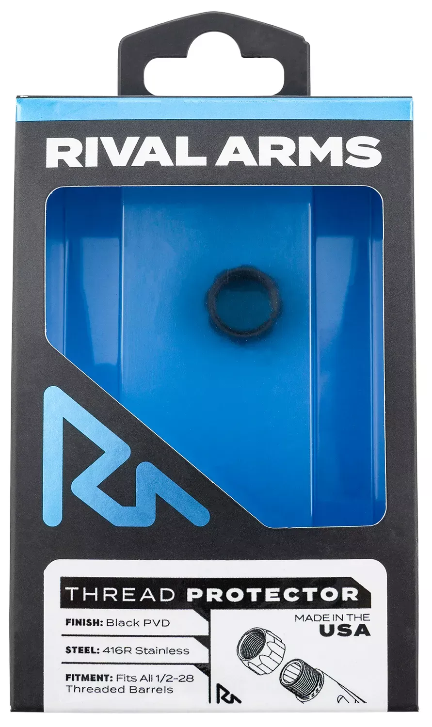Rival Arms Thread Protector9mm Luger Black PVD 416R Stainless Steel 1/2″-28 tpi