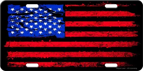 Rivers Edge License Plate - American Flag Distressed