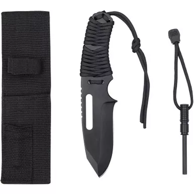 ROTHCO Large Paracord Black Knife With Fire Starter (36742)