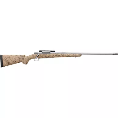 Ruger 57156 Hawkeye FTW Hunter Full Size 7mm PRC 4+1 24" Matte Stainless Threaded Barrel, Picatinny Rail Stainless Steel Receiver, Speckled Tan/Black HS Precision Synthetic Stock