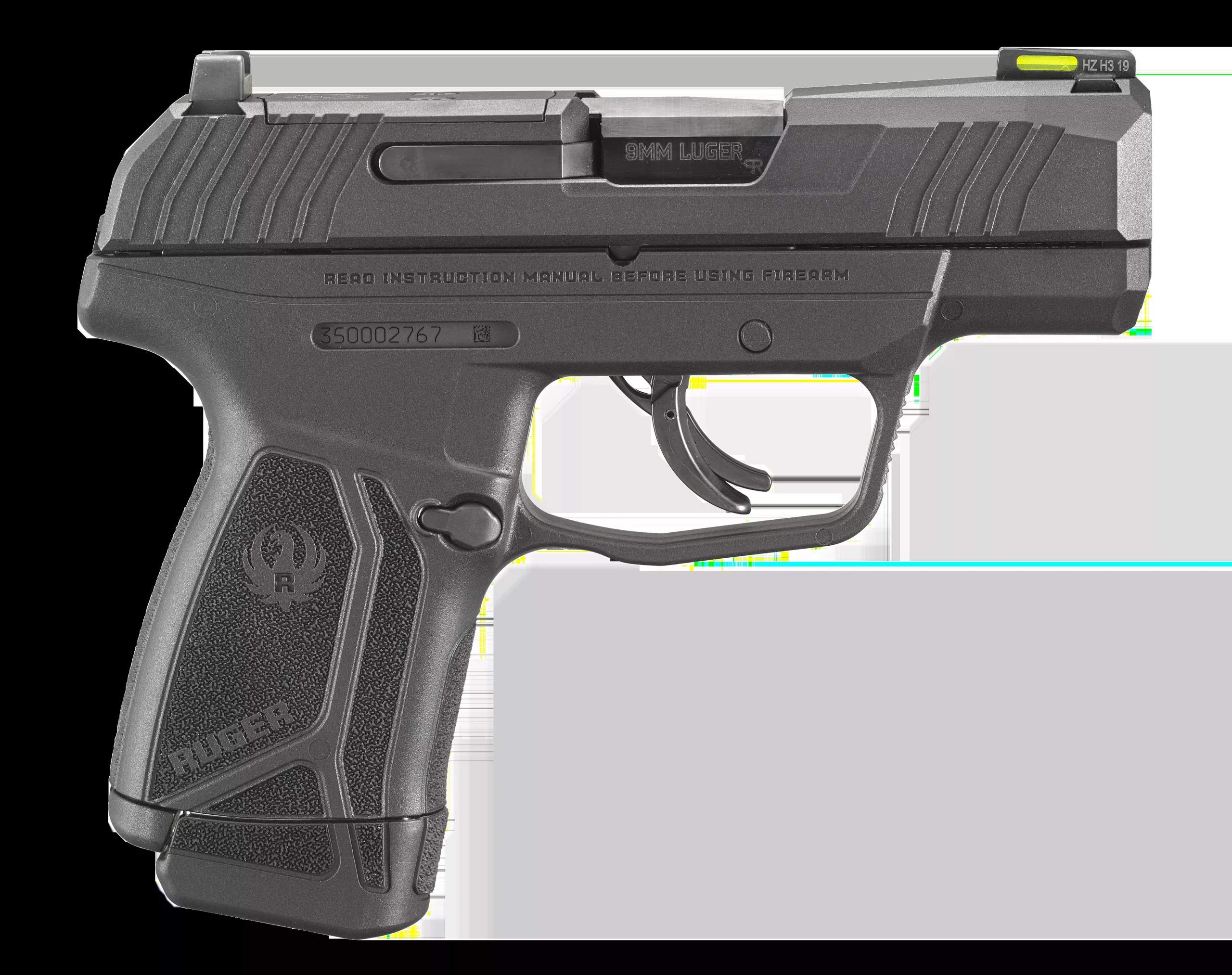 Ruger Max-9 Pistol 9mm 3.20″ 10+1 Black Nylon Frame Black Nitride Slide/Barrel Optic Ready Hogue Grip 3502