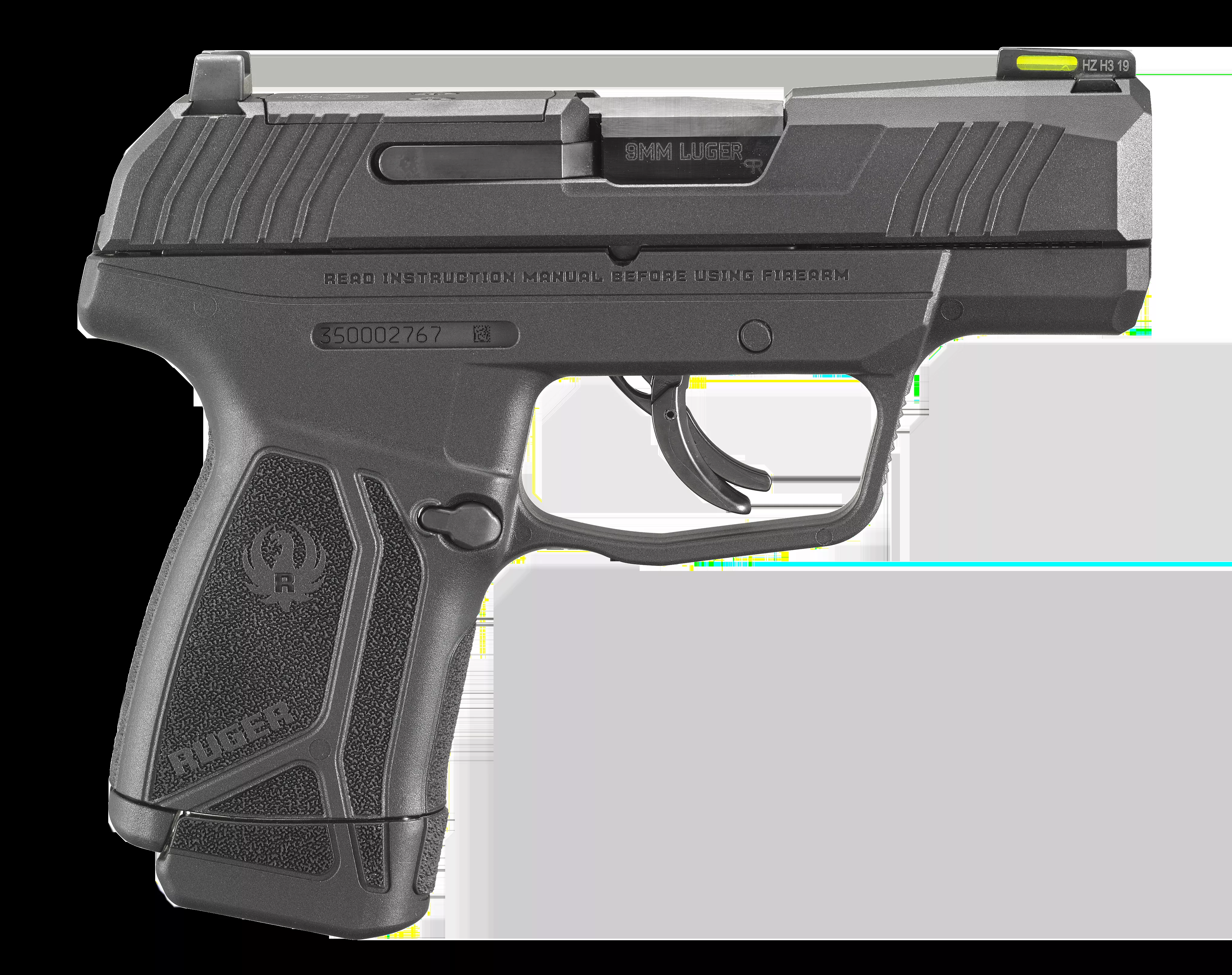 Ruger Max-9 Pistol 9mm 3.20" 10+1 Black Nylon Frame Black Nitride Slide/Barrel Optic Ready Hogue Grip 3502