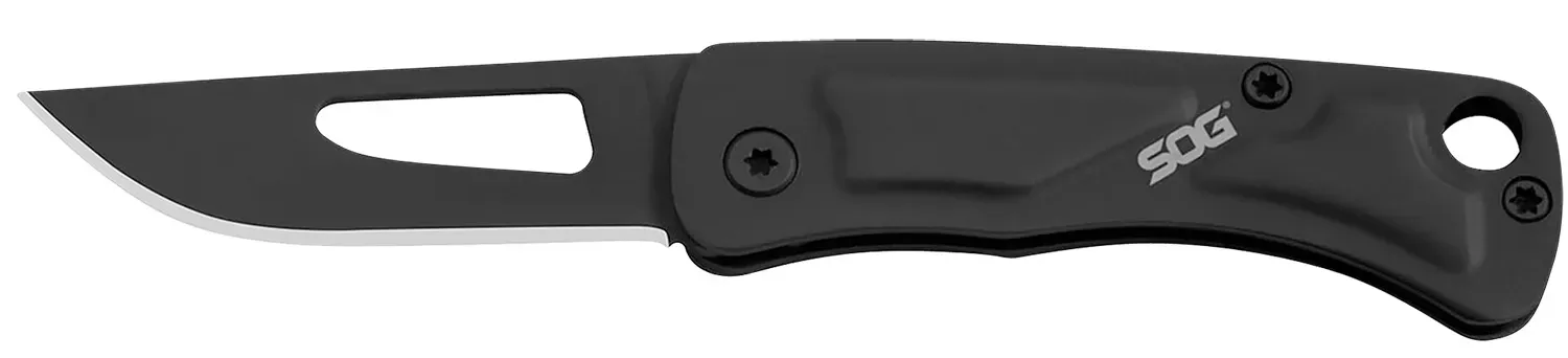 S.O.G Centi I 1.40″ Folding Straight Back Plain Black Hardcased Stainless Steel Blade/Black Stainless Steel Handle