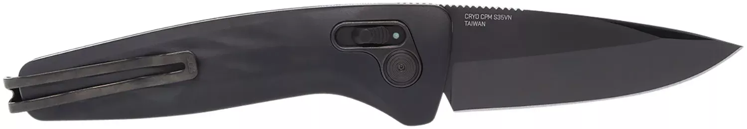 S.O.G One-Zero Auto 3.10″ Folding Plain Black Chrome CPM SS Blade Black Aluminum Handle