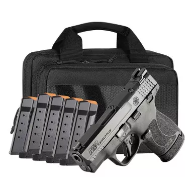 S&W Bundle M&P 9 Shield Plus OR 3.1" Barrel 9mm 10/13rd Pistol Savior Bag and 6 Mags