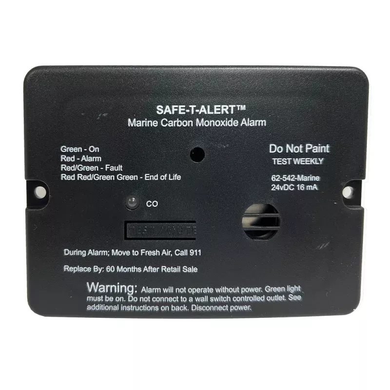 Safe-T-Alert 62 Series Carbon Monoxide Alarm – 24V Flush Mount – Black w/Relay