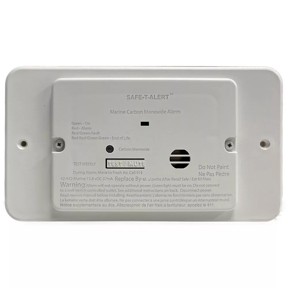 Safe-T-Alert 62 Series Marine Carbon Monoxide – Flush Mount – White – 12V w/Trim Ring