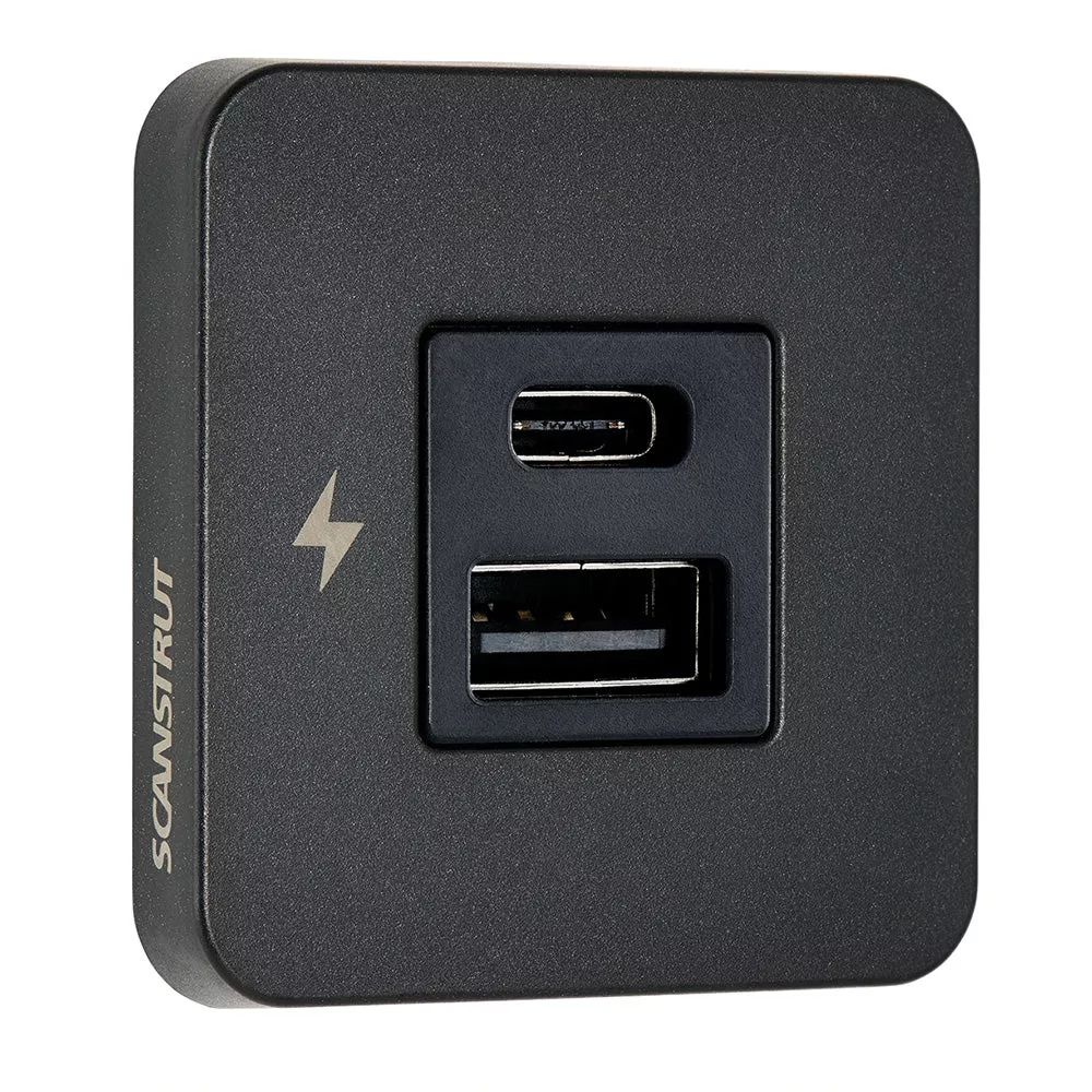 Scanstrut TILE USB-A/USB-C Interior Charging Socket – 12/24V – Black Bezel [SC-TILE-10]